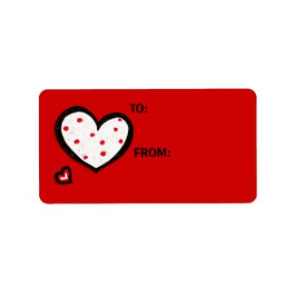 Dotty Hearts red Gift Tag Sticker label