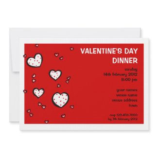 Dotty Hearts red Valentine's Day Dinner Invitation invitation