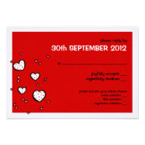 Dotty Hearts red Wedding RSVP Card invitations