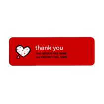 Dotty Hearts red Wedding Thank You Sticker labels