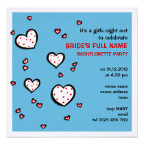 Dotty Hearts turquoise Bachelorette Party Invite invitations