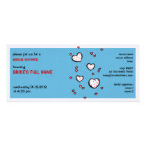 Dotty Hearts turquoise Bridal Shower Invitation invitations