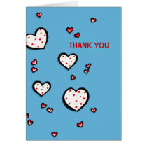 Dotty Hearts turquoise Thank You Card cards