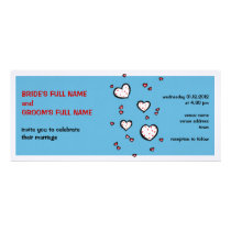 Dotty Hearts turquoise Wedding Invitation invitations