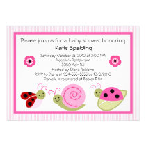Dotty Ladybug, Snail & Bee Baby Shower Invitations invitations