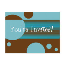 Dotty Lines Invitation (aqua/brown) Postcard