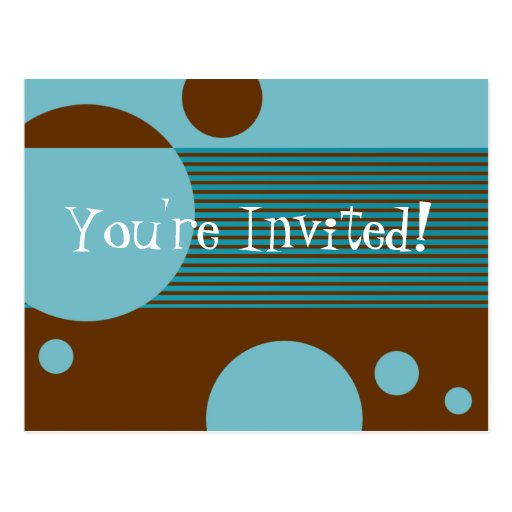 Dotty Lines Invitation (aqua/brown) Postcard