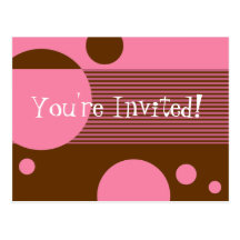 Dotty Lines Invitation (cherry/brown) Postcards