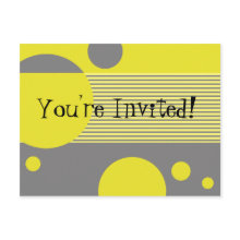 Dotty Lines Invitation (lemon/grey) postcard