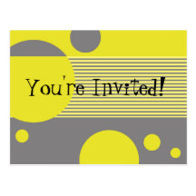 Dotty Lines Invitation (lemon/grey) Postcard