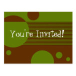 Dotty Lines Invitation (olive/brown) Post Card