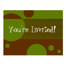 Dotty Lines Invitation (olive/brown) Post Card
