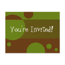 Dotty Lines Invitation (olive/brown) Post Card