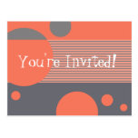 Dotty Lines Invitation (peach/grey) Post Card