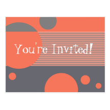 Dotty Lines Invitation (peach/grey) Post Card