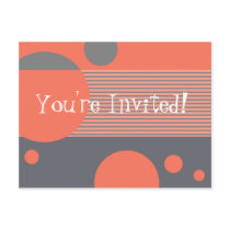 Dotty Lines Invitation (peach/grey) Post Card