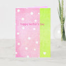 Dotty Over You! Mother's Day Card - White dots on a pink background and a white heart on a green background. A sweet, simple expression of love.