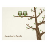 Dotty Owl Twins Thank You Cards Invitation invitations