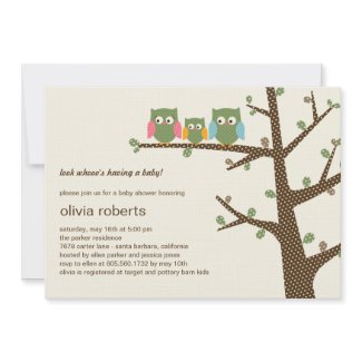 Dotty Owls Baby Shower Invitation invitation