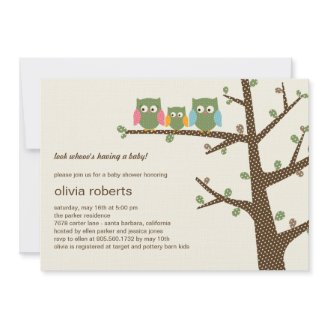Dotty Owls Baby Shower Invitation