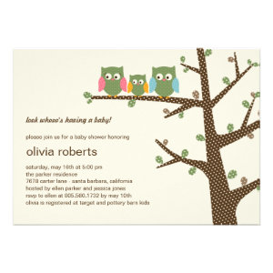 Dotty Owls Baby Shower Invitation Personalized Announcements