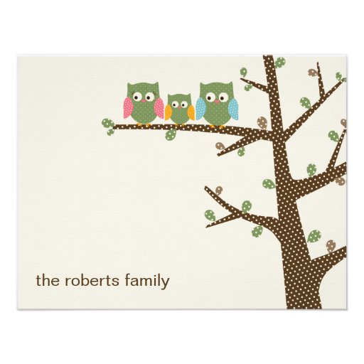 Dotty Owls Thank You Cards Invitation