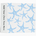 Dotty Starfish Pattern in Blue and White. 3 Ring Binders