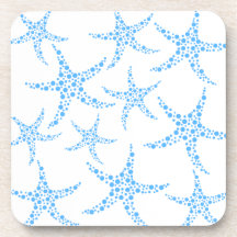 Dotty Starfish Pattern in Blue and White. Coaster