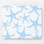 Dotty Starfish Pattern in Blue and White. Mousepads