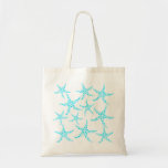 Dotty Starfish Pattern in Turquoise and White. Canvas Bag