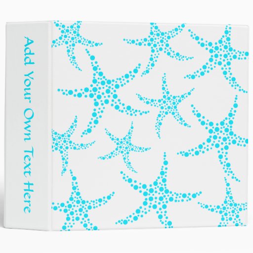 Dotty Starfish Pattern in Turquoise and White. 3 Ring Binder