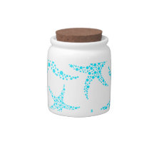 Dotty Starfish Pattern in Turquoise and White. Candy Dishes