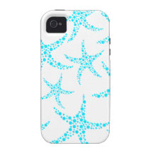 Dotty Starfish Pattern in Turquoise and White. Vibe iPhone 4 Cases
