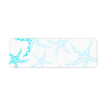 Dotty Starfish Pattern in Turquoise and White. Return Address Label