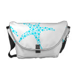 Dotty Starfish Pattern in Turquoise and White. Courier Bag
