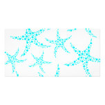 Dotty Starfish Pattern in Turquoise and White. Personalized Photo Card