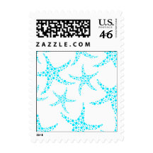 Dotty Starfish Pattern in Turquoise and White. Stamp