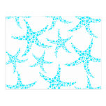 Dotty Starfish Pattern in Turquoise and White. Post Cards