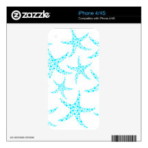 Dotty Starfish Pattern in Turquoise and White. Skin For The iPhone 4