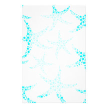 Dotty Starfish Pattern in Turquoise and White. Customized Stationery