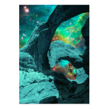 Double Arch in Space Profile Card Business Card Templates