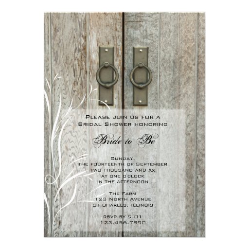 Double Barn Doors Country Bridal Shower Invitation