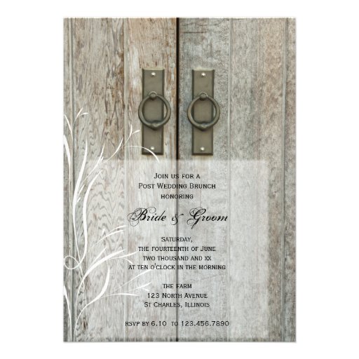 Double Barn Doors Country Post Wedding Brunch Personalized Invite