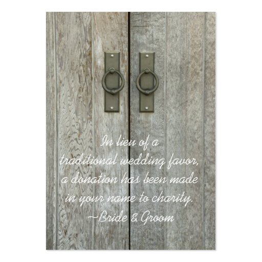 Double Barn Doors Country Wedding Charity Favor Business Cards (front side)