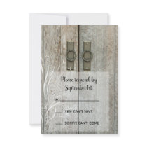 Double Barn Doors Country Wedding Response Card Announcement