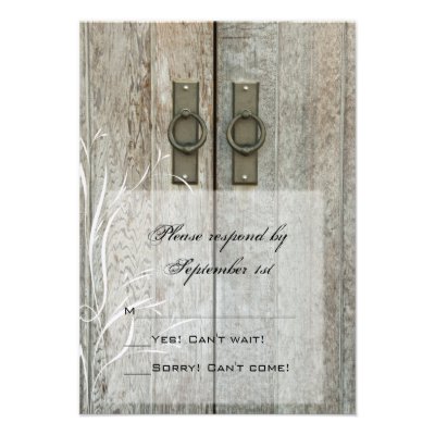 Double Barn Doors Country Wedding Response Card Announcement
