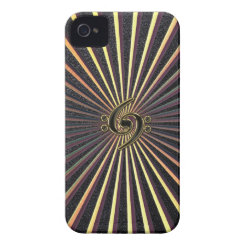 Double Bass Clef Spiral Metal Sunburst iPhone Case iPhone 4 Case-Mate Cases