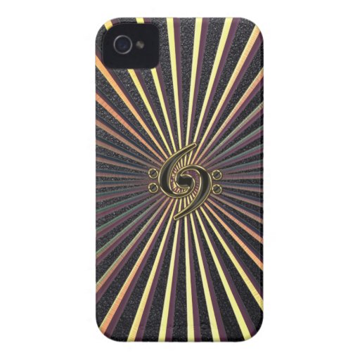 Double Bass Clef Spiral Metal Sunburst iPhone Case iPhone 4 Case-Mate Cases