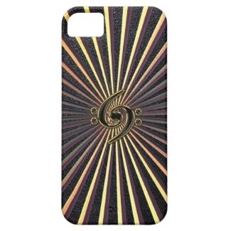 Double Bass Clef Spiral Metal Sunburst iPhone Case Iphone 5 Cover
