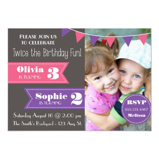 Double Birthday Party Invite (Girl/Girl) (front side)